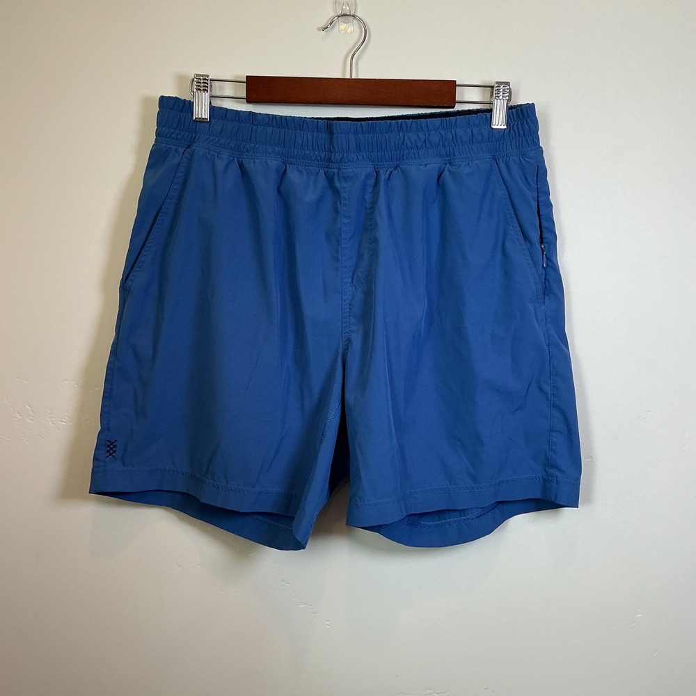Rhone Active Performance Shorts Blue Elastic Waist Drawstring Large Gym Running